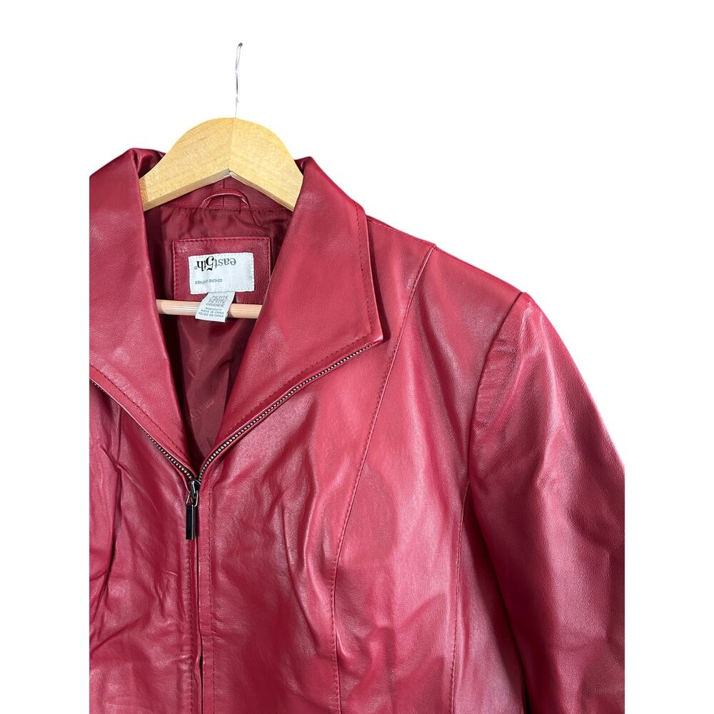 90s Red Leather Zipup Jacket - image 2